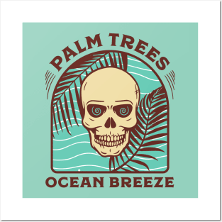 Palm Trees Ocean Breeze Skeleton Posters and Art